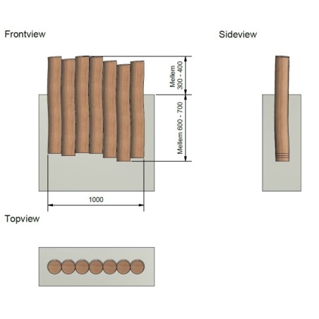 Kantafgrænsning - Palisade 1 meter